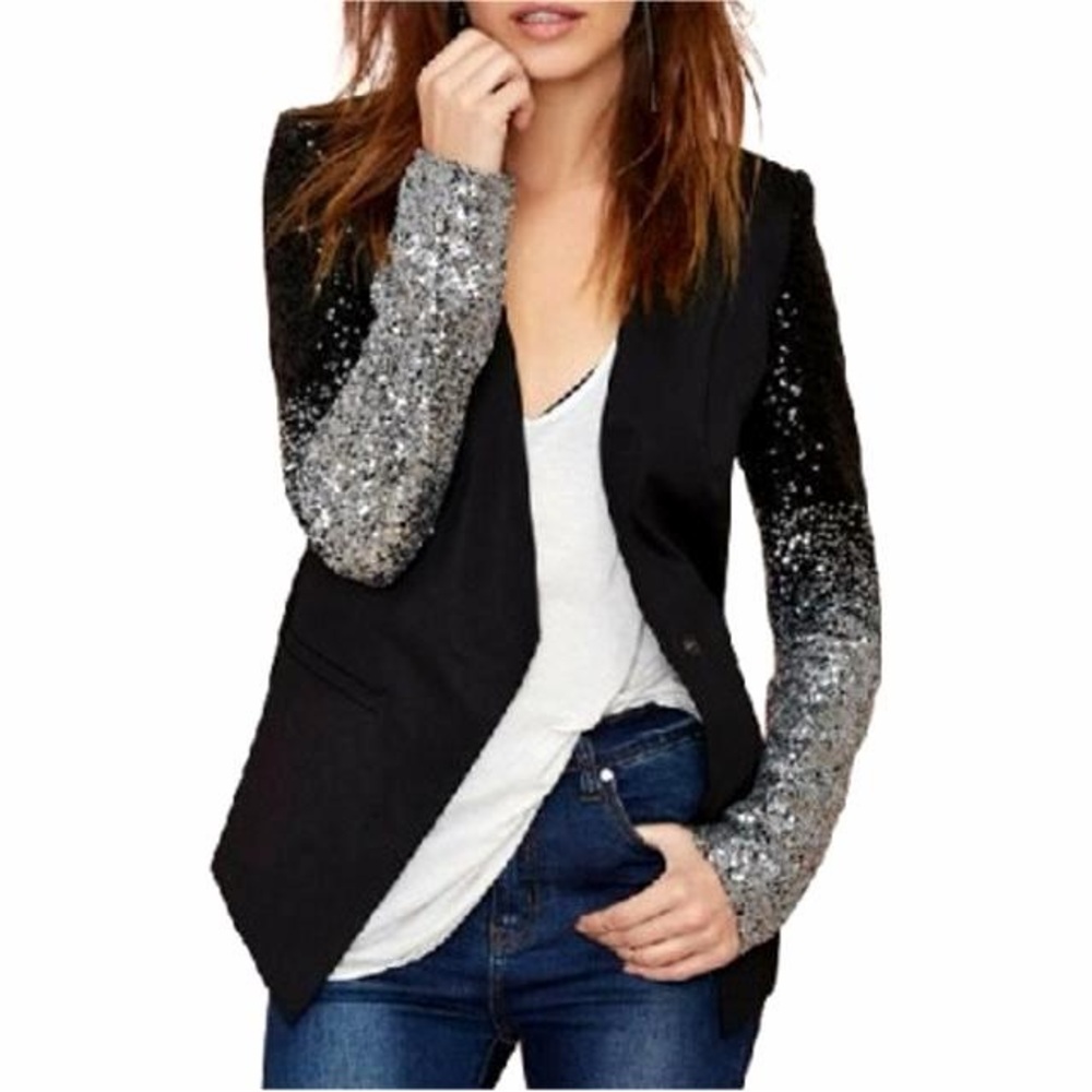 The Party Sequin Black and Silver Women's Blazer